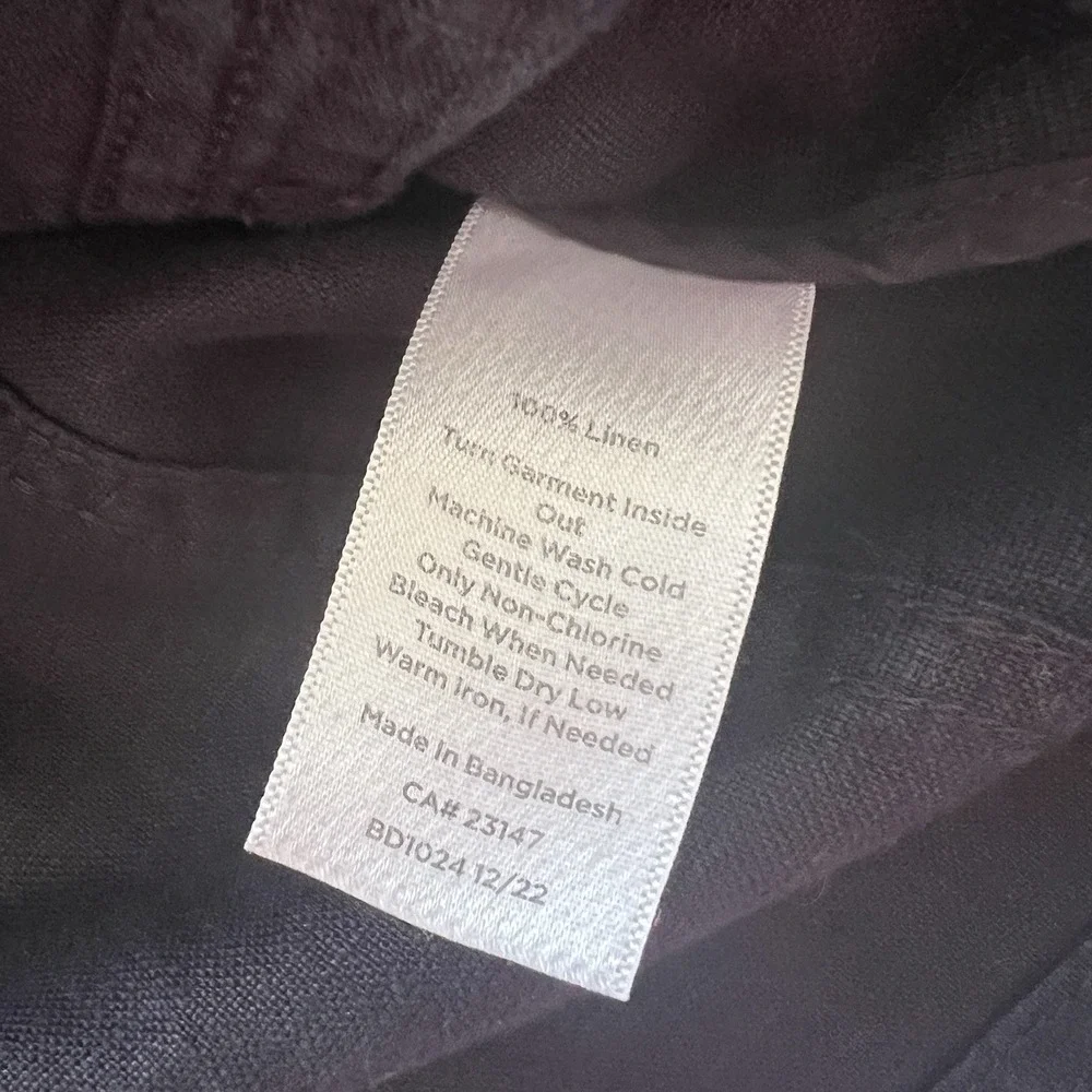 TALBOTS 100%‎ Linen Jacket Womens SMALL Navy Button Front Utility Outdoor Casual - Picture 4 of 8